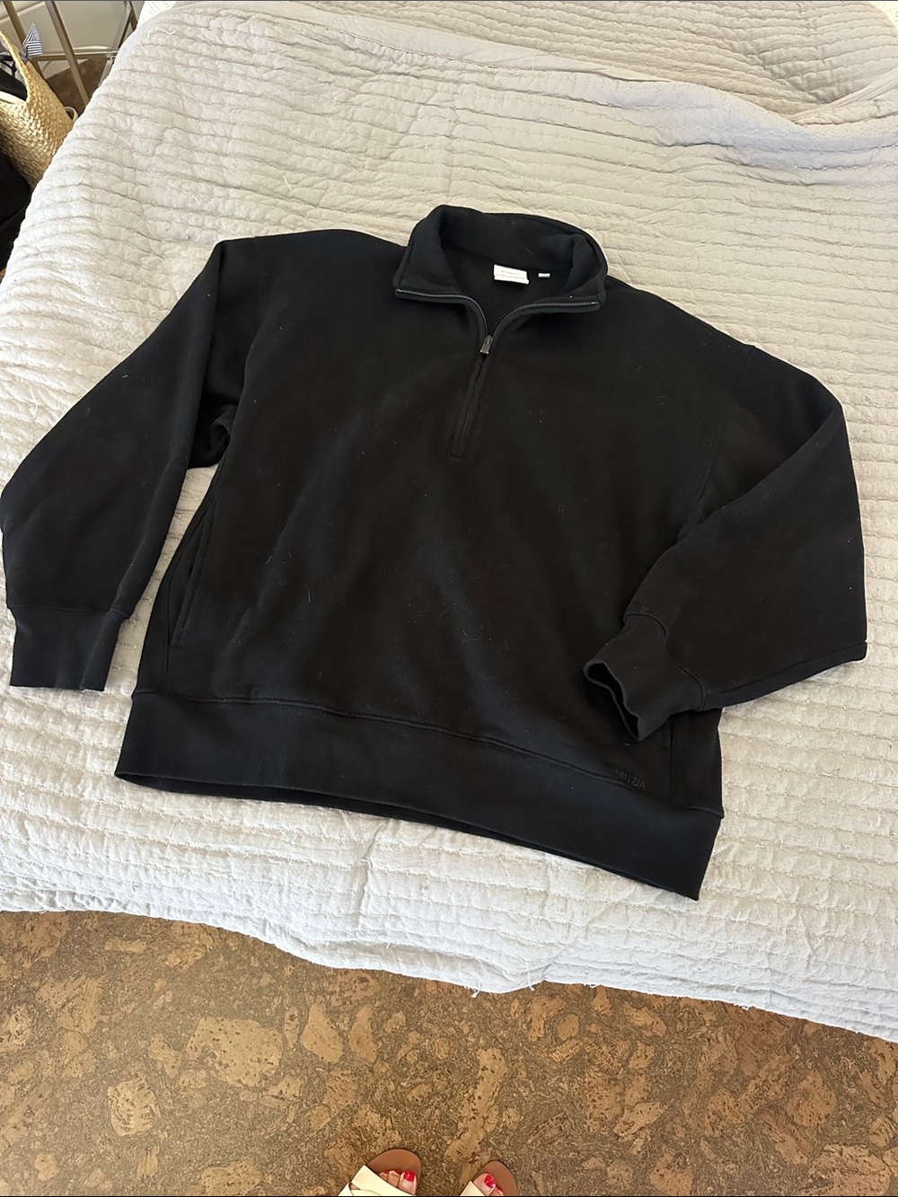 Aritzia Sweatfleece Black Half-Zip Pullover Sweater